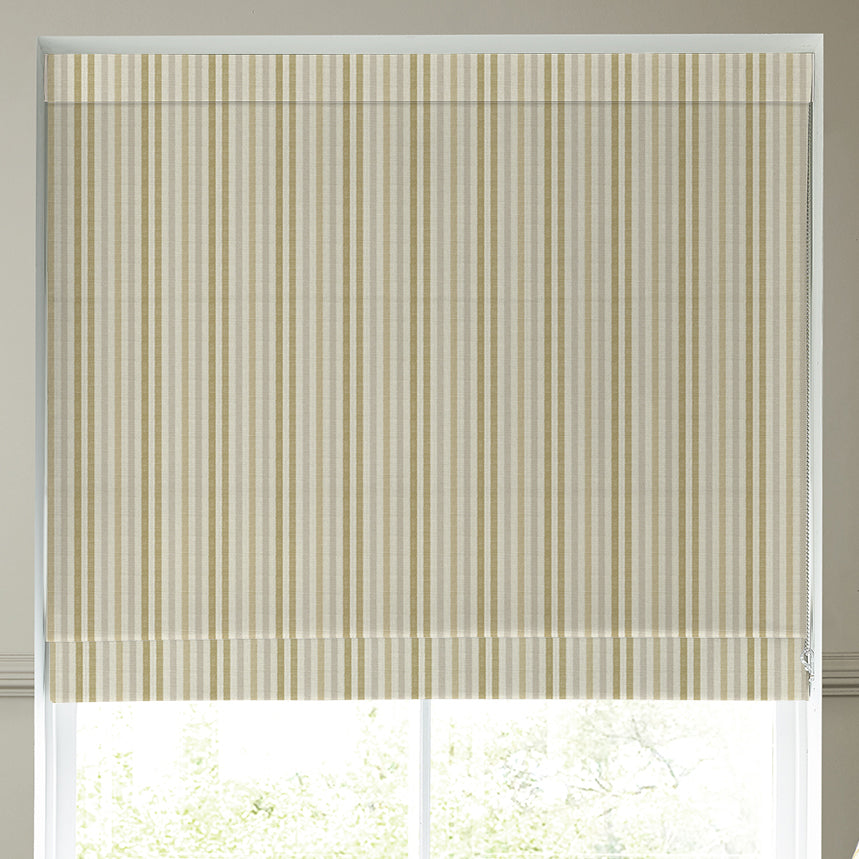 Emily Bond Cornish Stripe Made To Measure Roman Blind Gold Natural