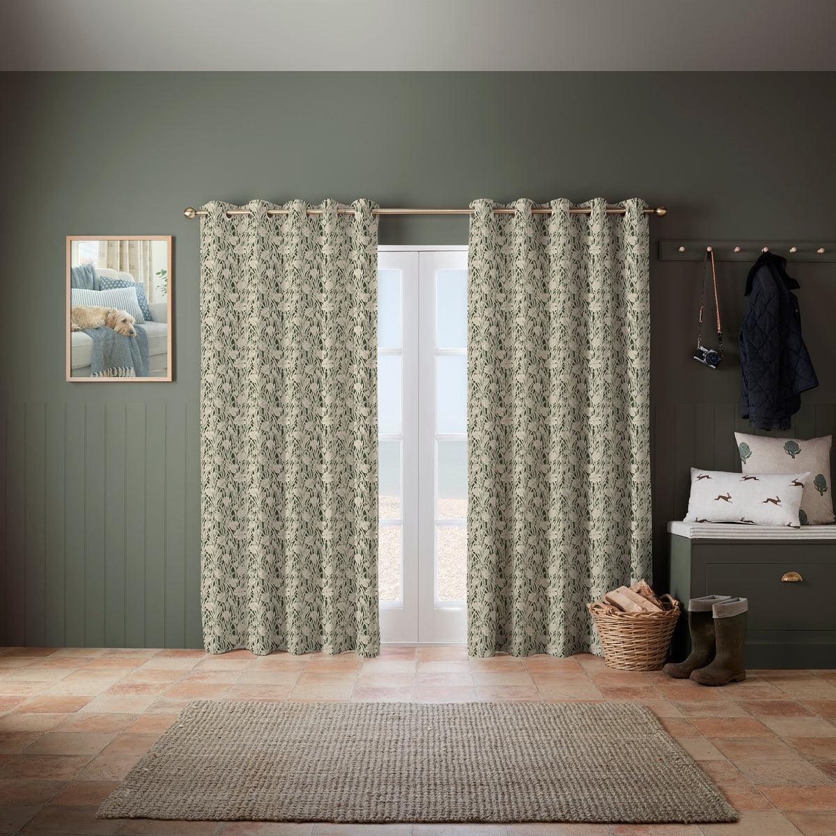 Emily Bond Crocus Made To Measure Curtains Green