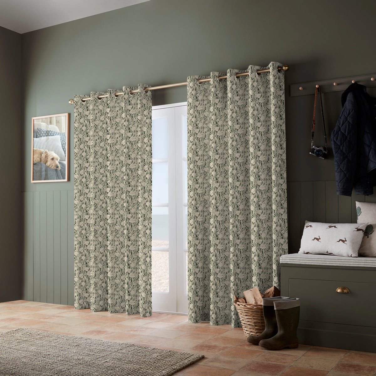 Emily Bond Crocus Made To Measure Curtains Green