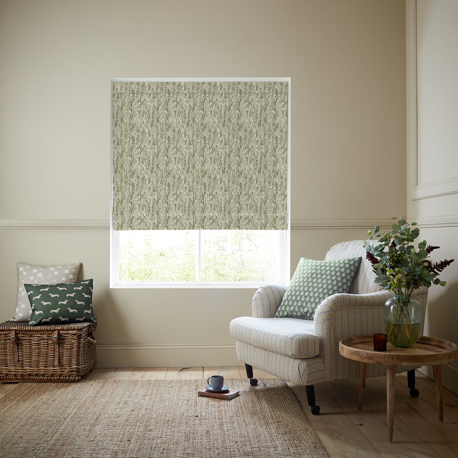 Emily Bond Crocus Made To Measure Roman Blind Sage Green