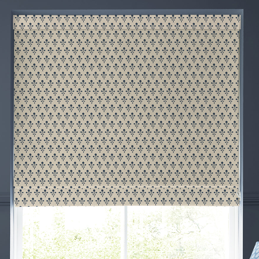 Emily Bond Hawthorn Made To Measure Roman Blind Indigo