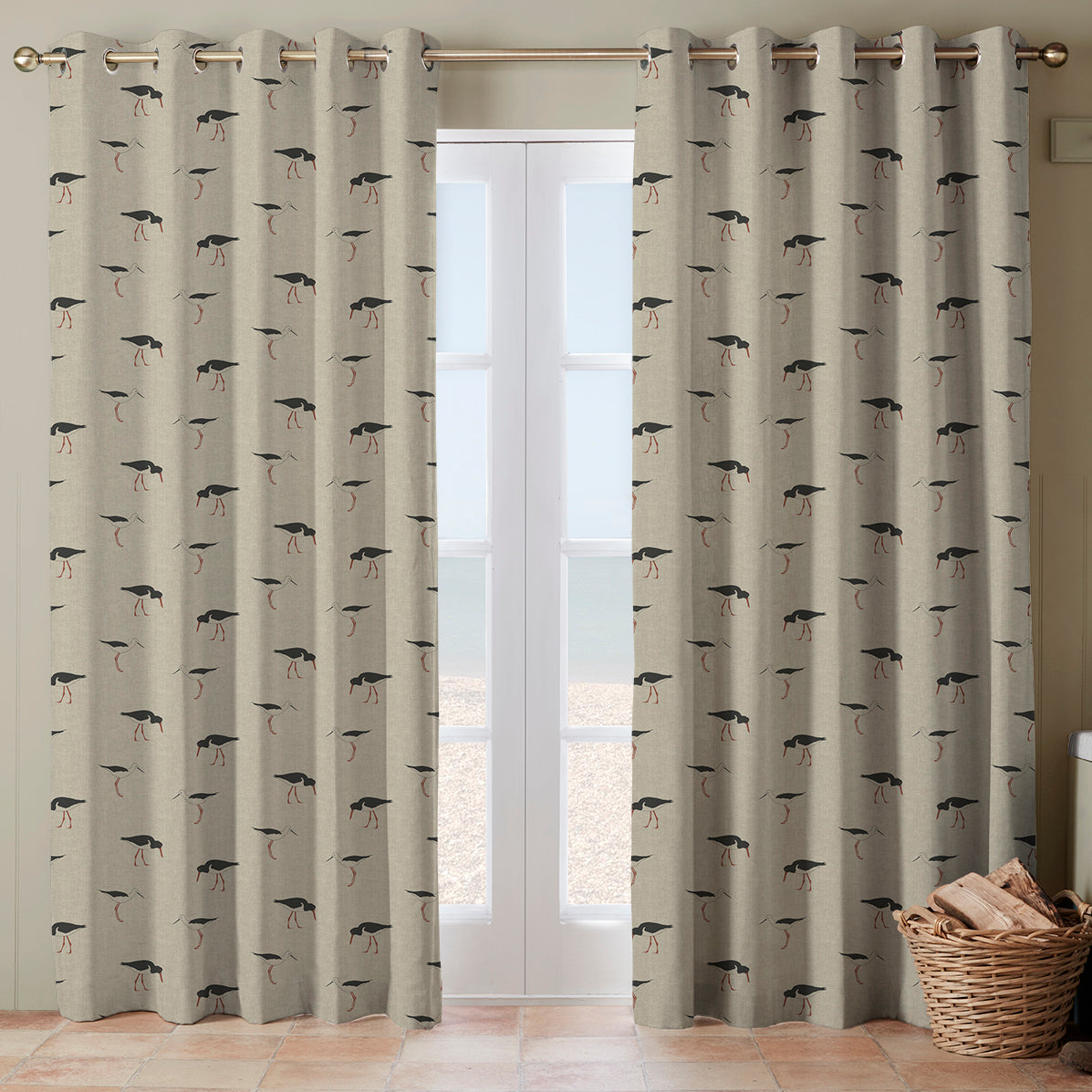 Emily Bond Oyster Catcher Made To Measure Curtains Charcoal