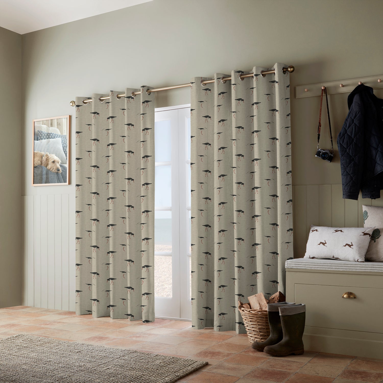Emily Bond Oyster Catcher Made To Measure Curtains Charcoal