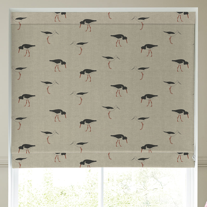 Emily Bond Oyster Catcher Made To Measure Roman Blind Charcoal