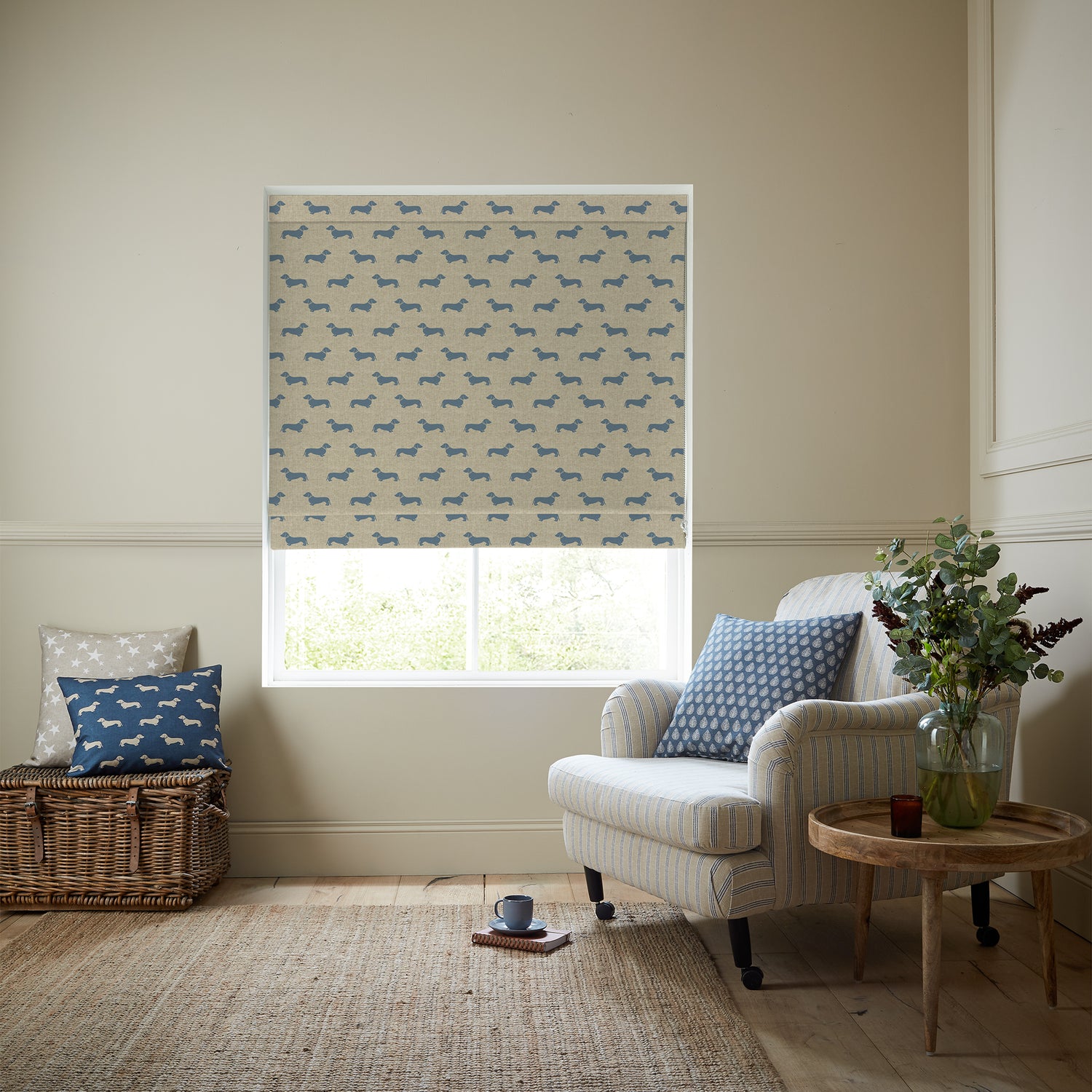 Emily Bond Peggy Made To Measure Roman Blind True Blue