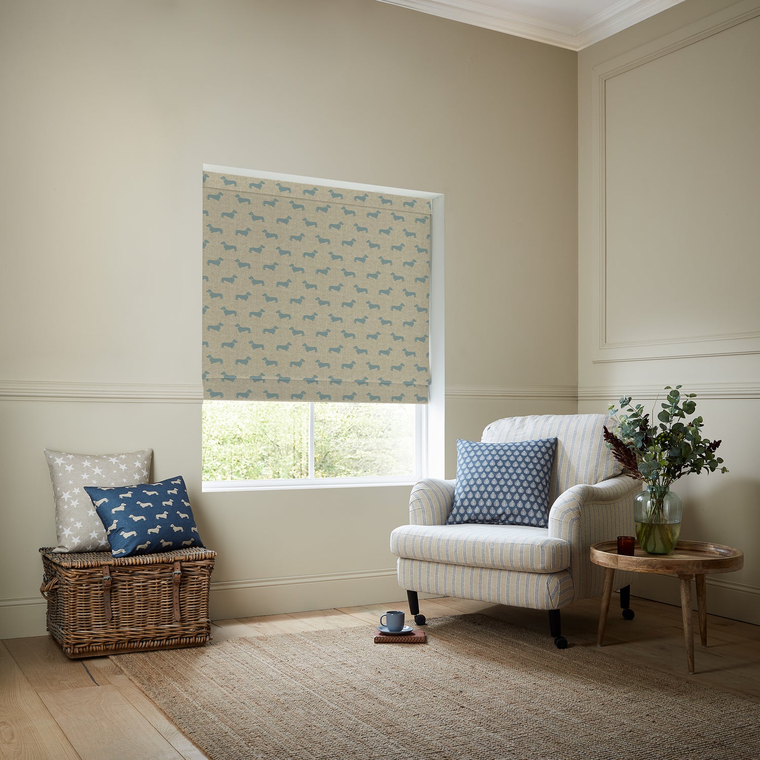 Emily Bond Peggy Made To Measure Roman Blind Duck Egg
