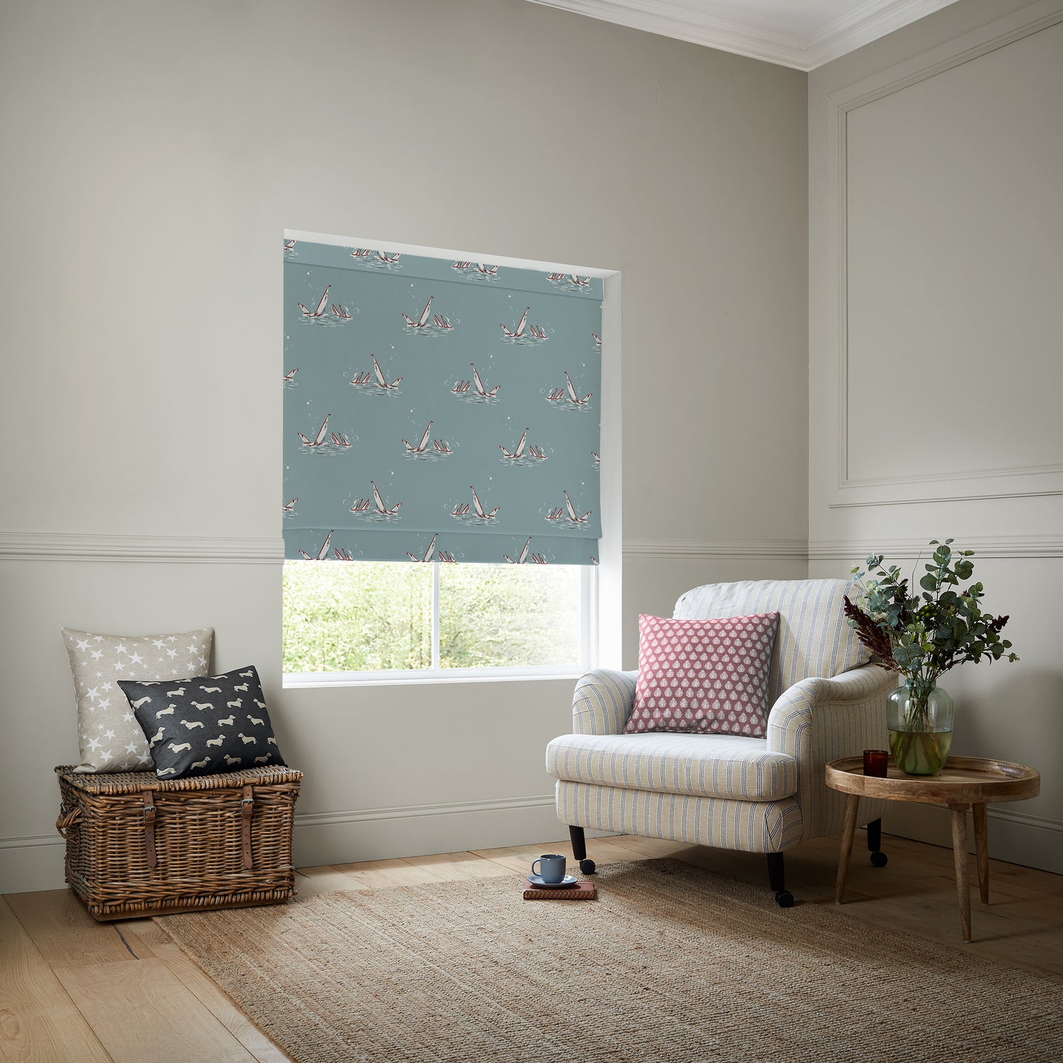 Emily Bond Regatta Made To Measure Roman Blind Duck Egg