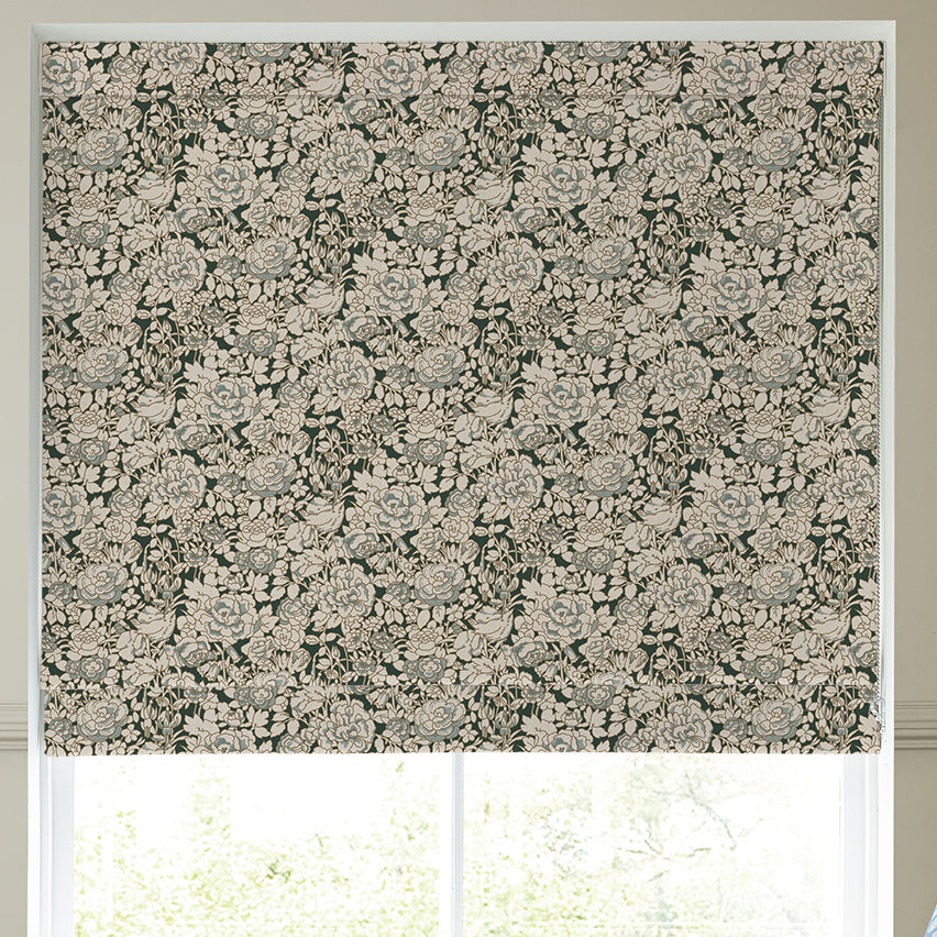 Emily Bond Somerset Rose Made To Measure Roman Blind Vintage Blue