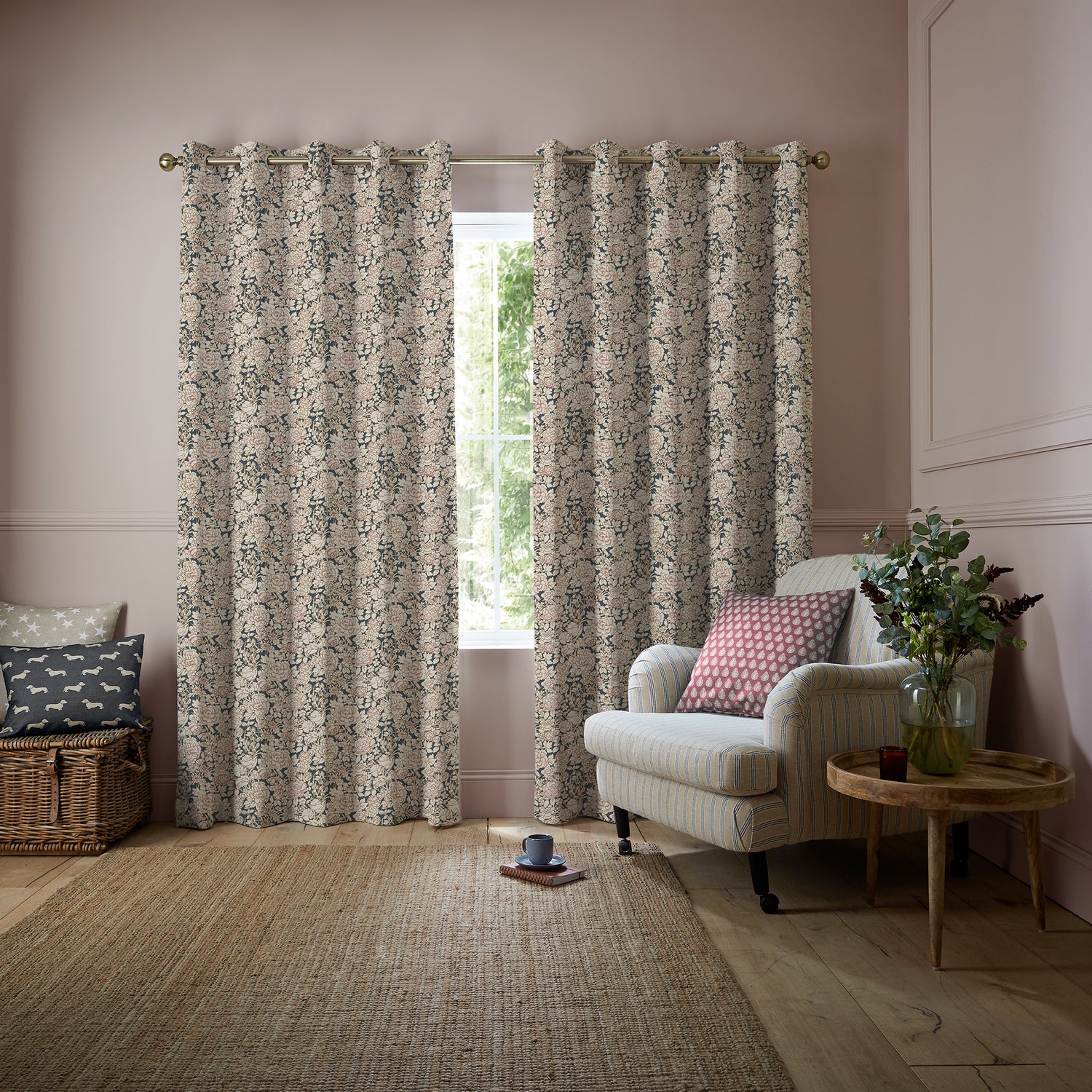 Emily Bond Somerset Rose Made To Measure Curtains Blossom Pink