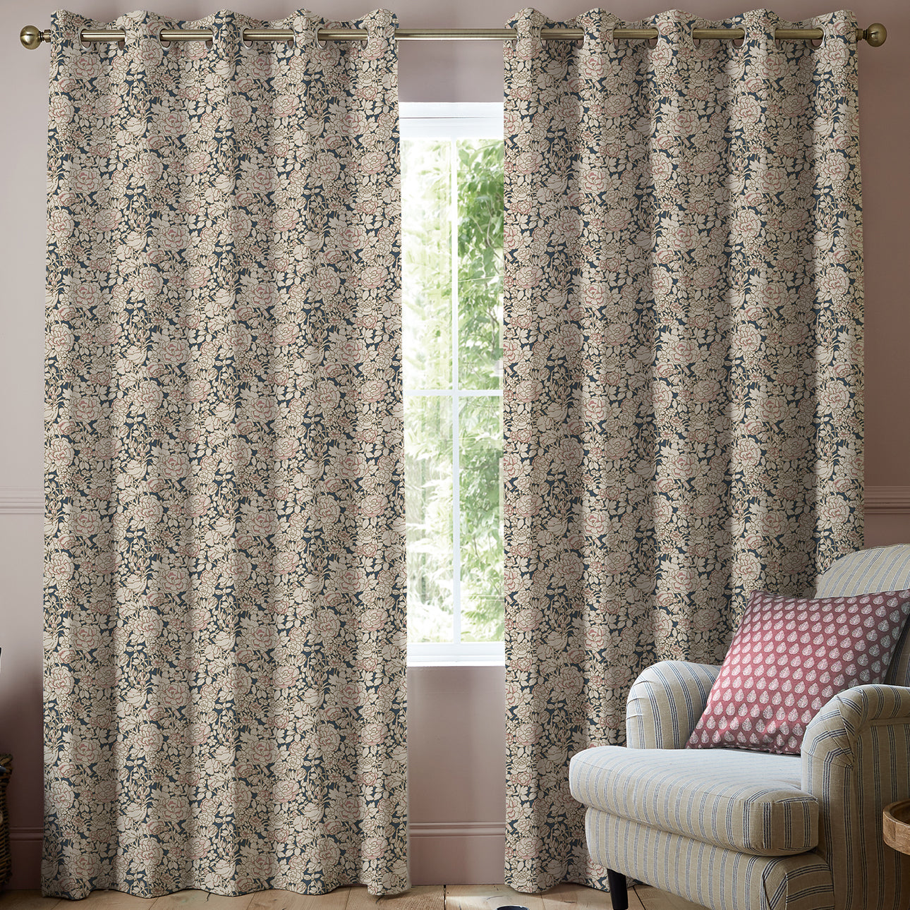 Emily Bond Somerset Rose Made To Measure Curtains Blossom Pink