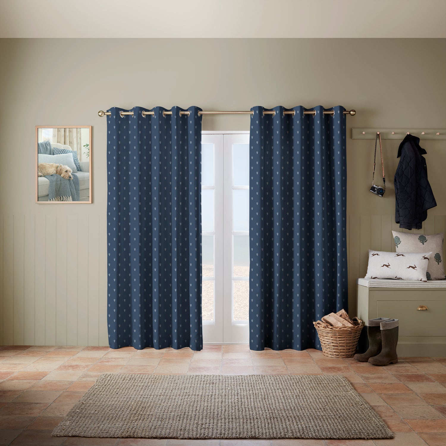 Emily Bond Wild Thyme Made To Measure Curtains Indigo