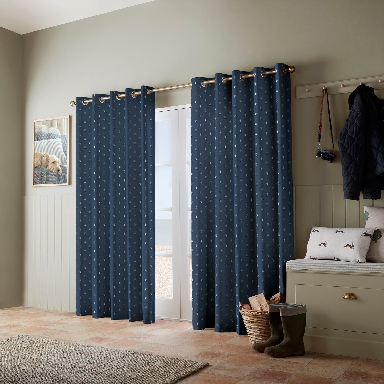 Emily Bond Wild Thyme Made To Measure Curtains Indigo