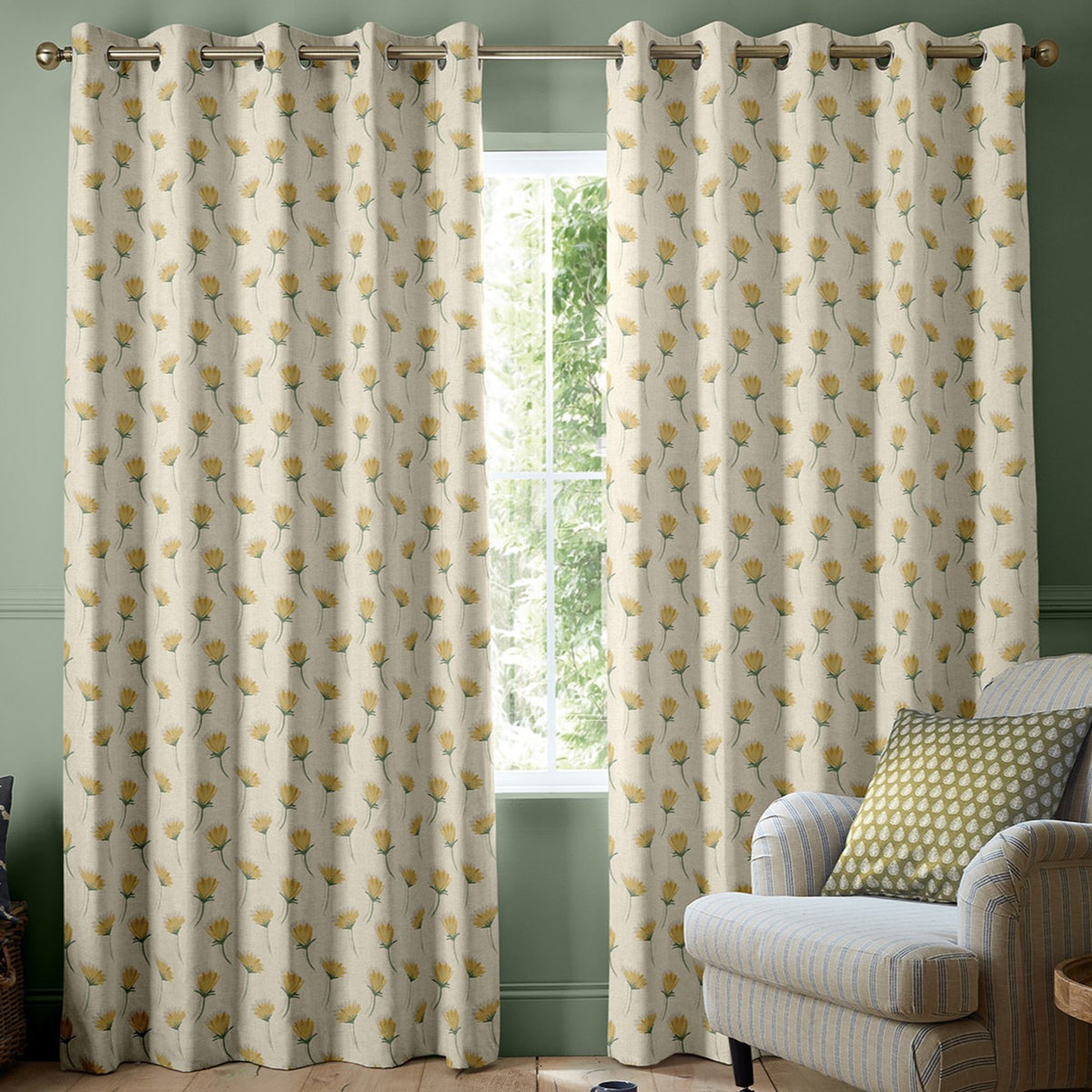 Emily Bond Cornflower Made To Measure Curtains Yellow