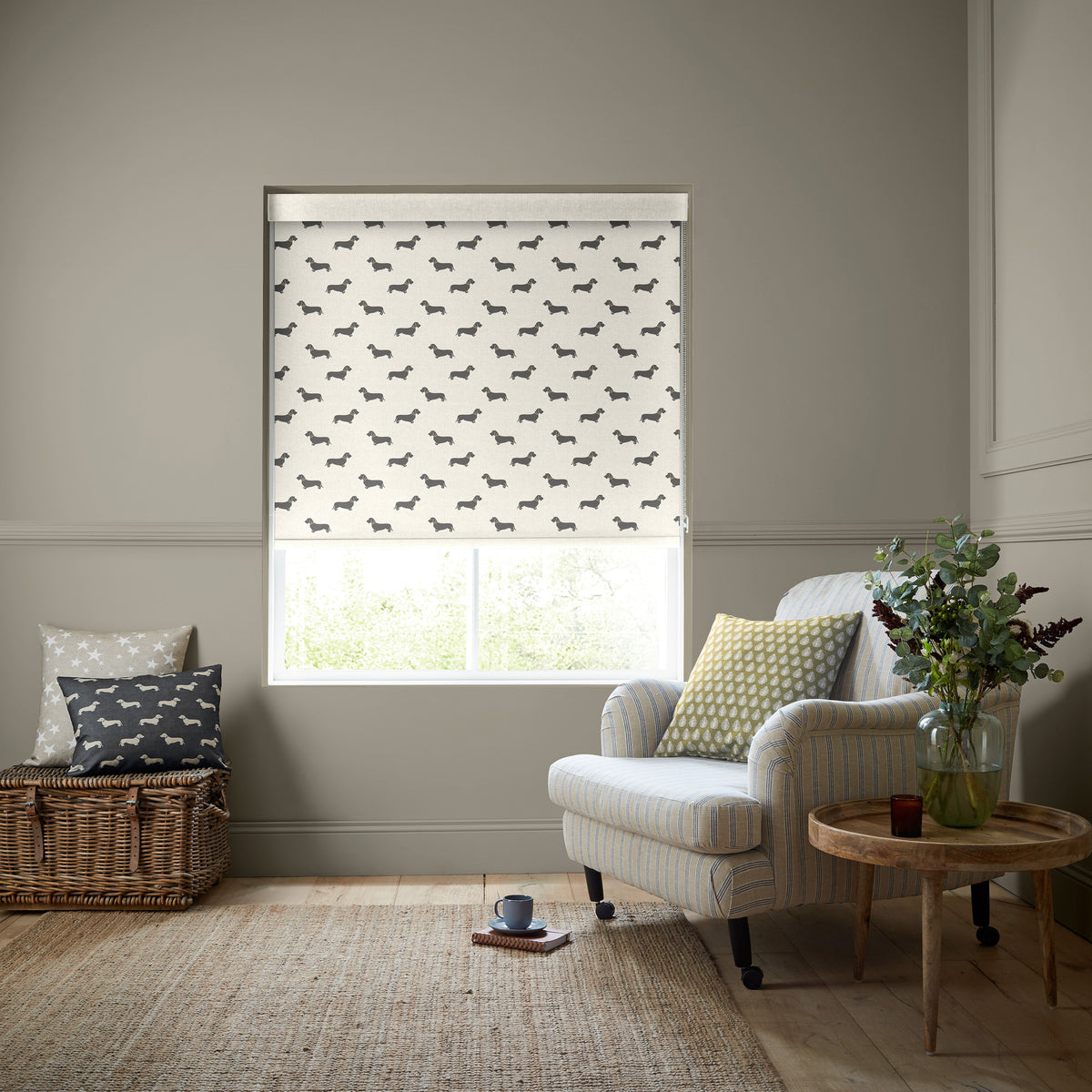 Emily Bond Basil Translucent Made to Measure Roller Blind Pebble