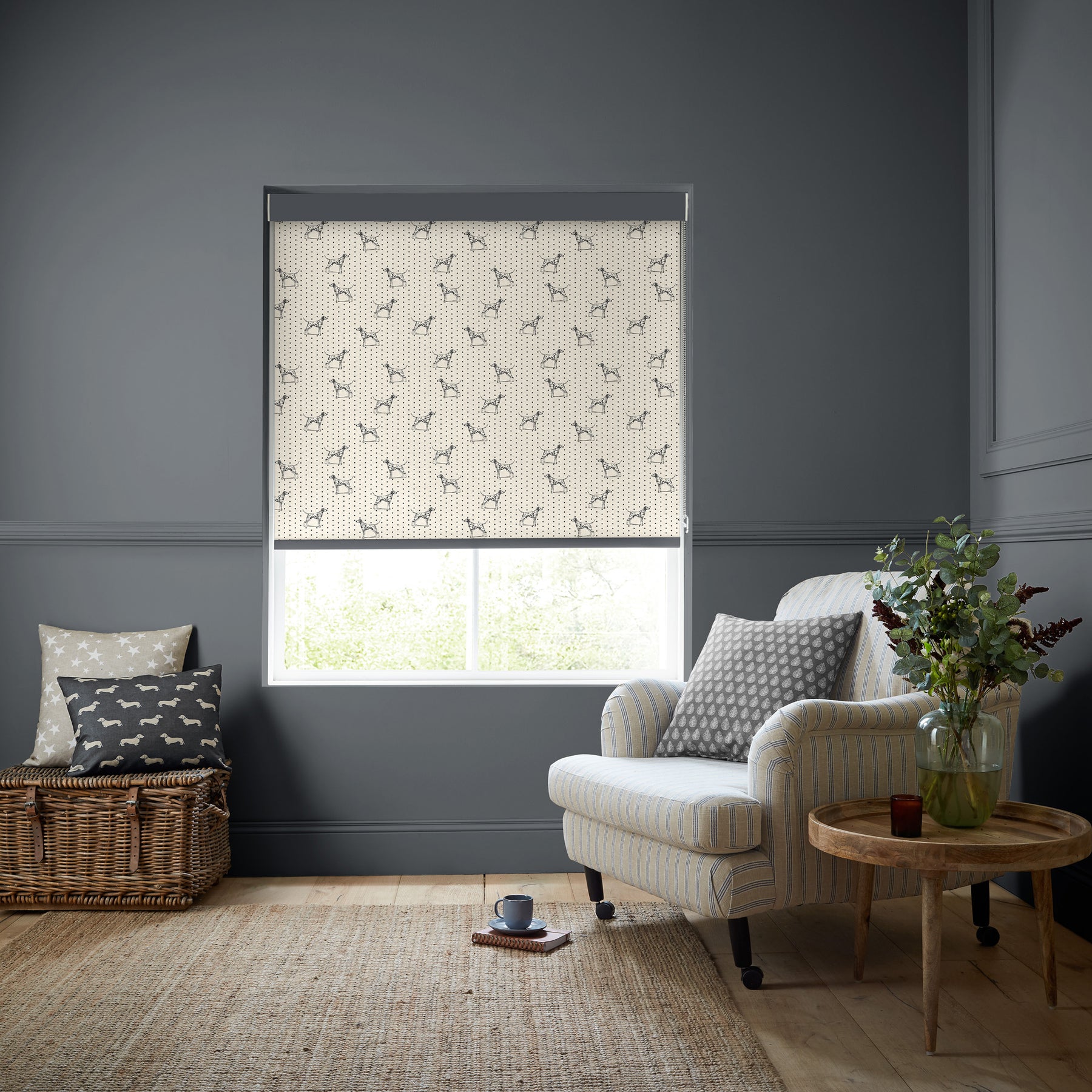 Emily Bond Fred Made to Measure Blackout Roller Blind Linen
