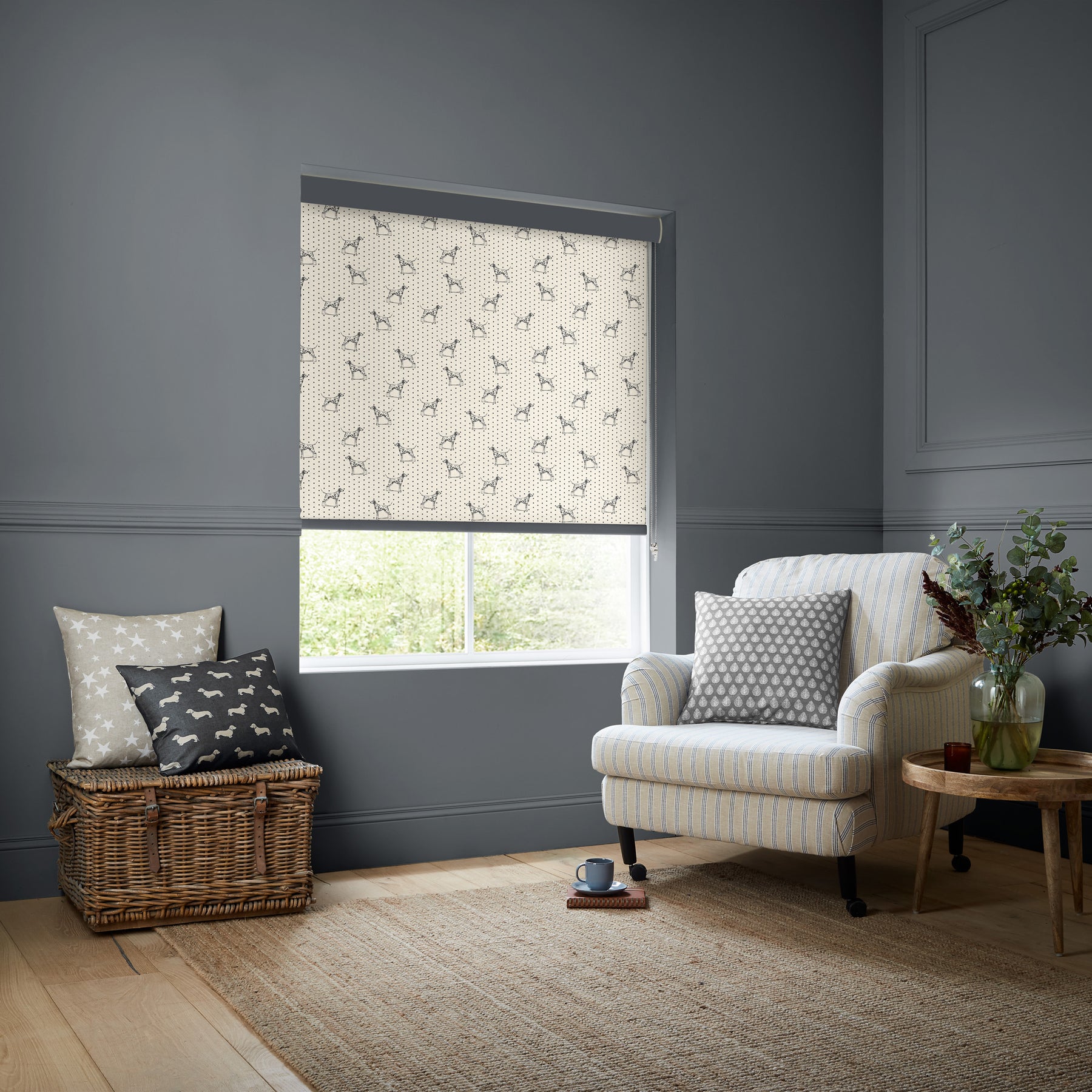 Emily Bond Fred Made to Measure Blackout Roller Blind Linen