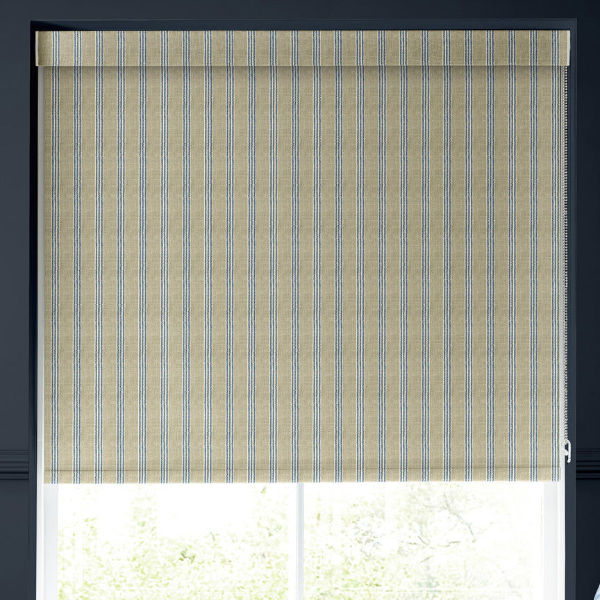 Emily Bond George Stripe Translucent Made to Measure Roller Blind Indigo