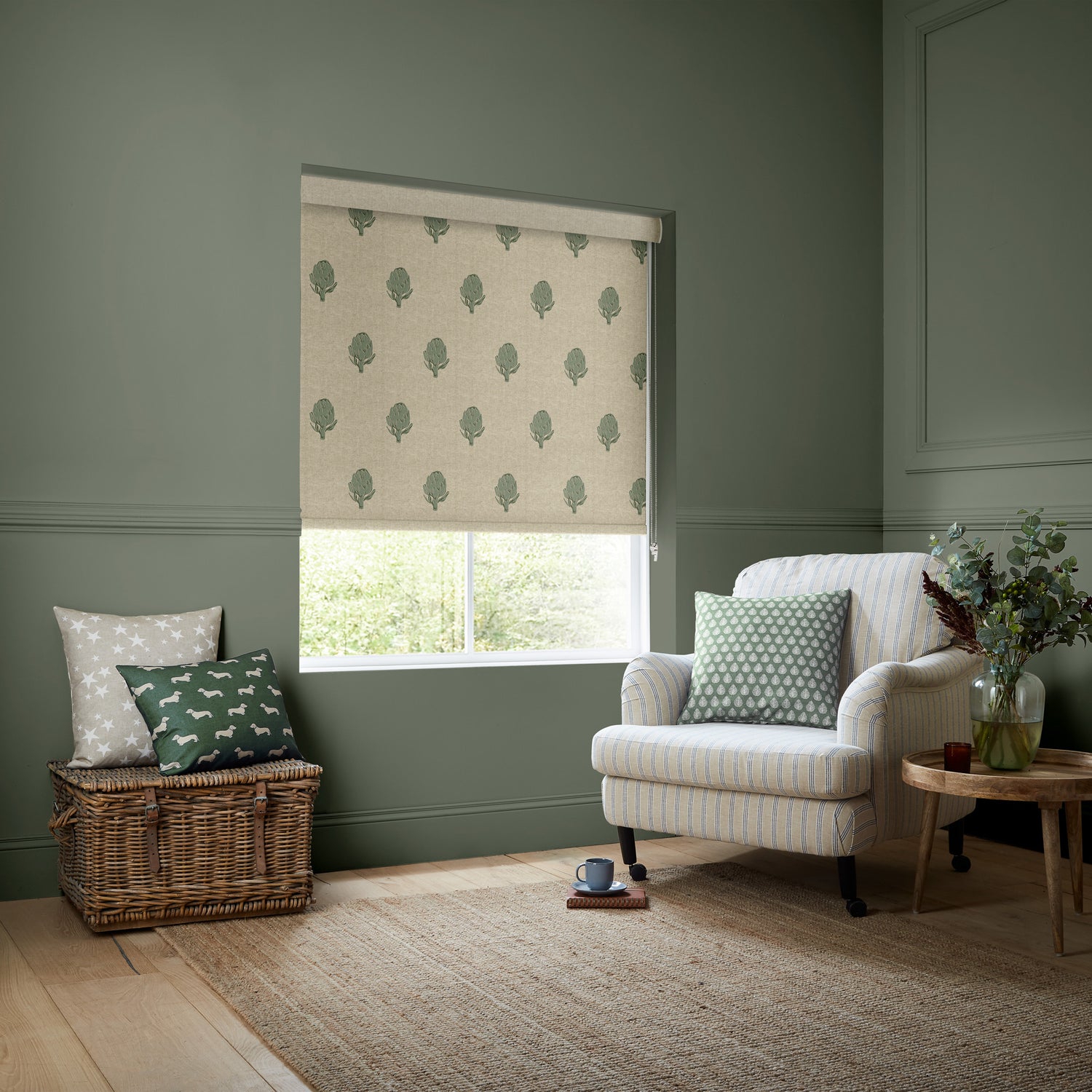 Emily Bond Globe Translucent Made to Measure Roller Blind Fern