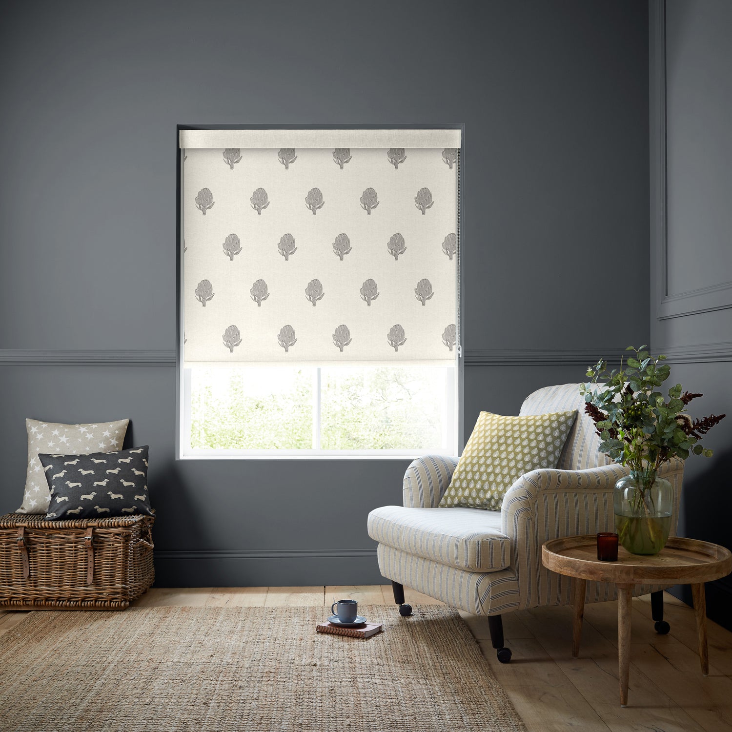 Emily Bond Globe Translucent Made to Measure Roller Blind Pebble