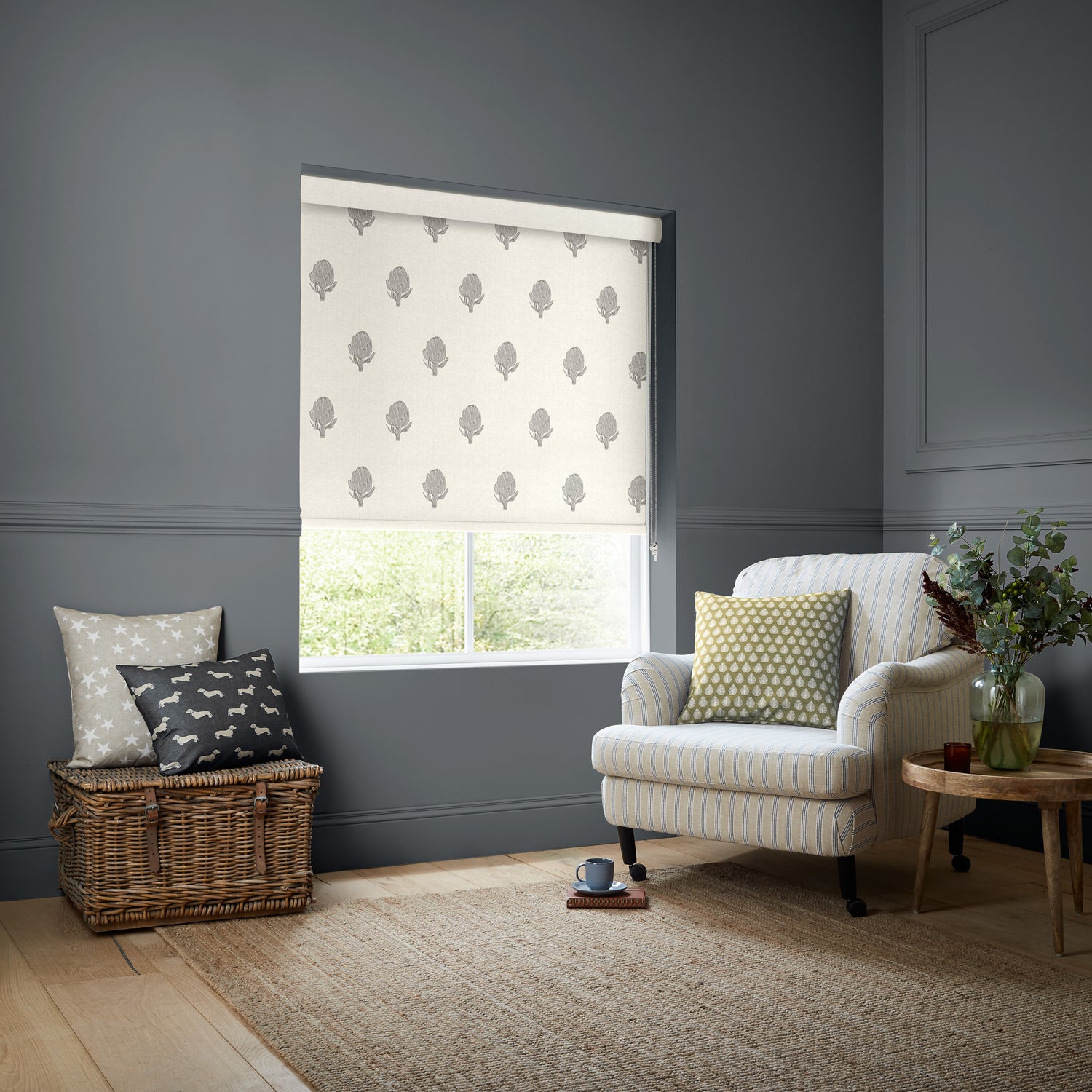 Emily Bond Globe Translucent Made to Measure Roller Blind Pebble