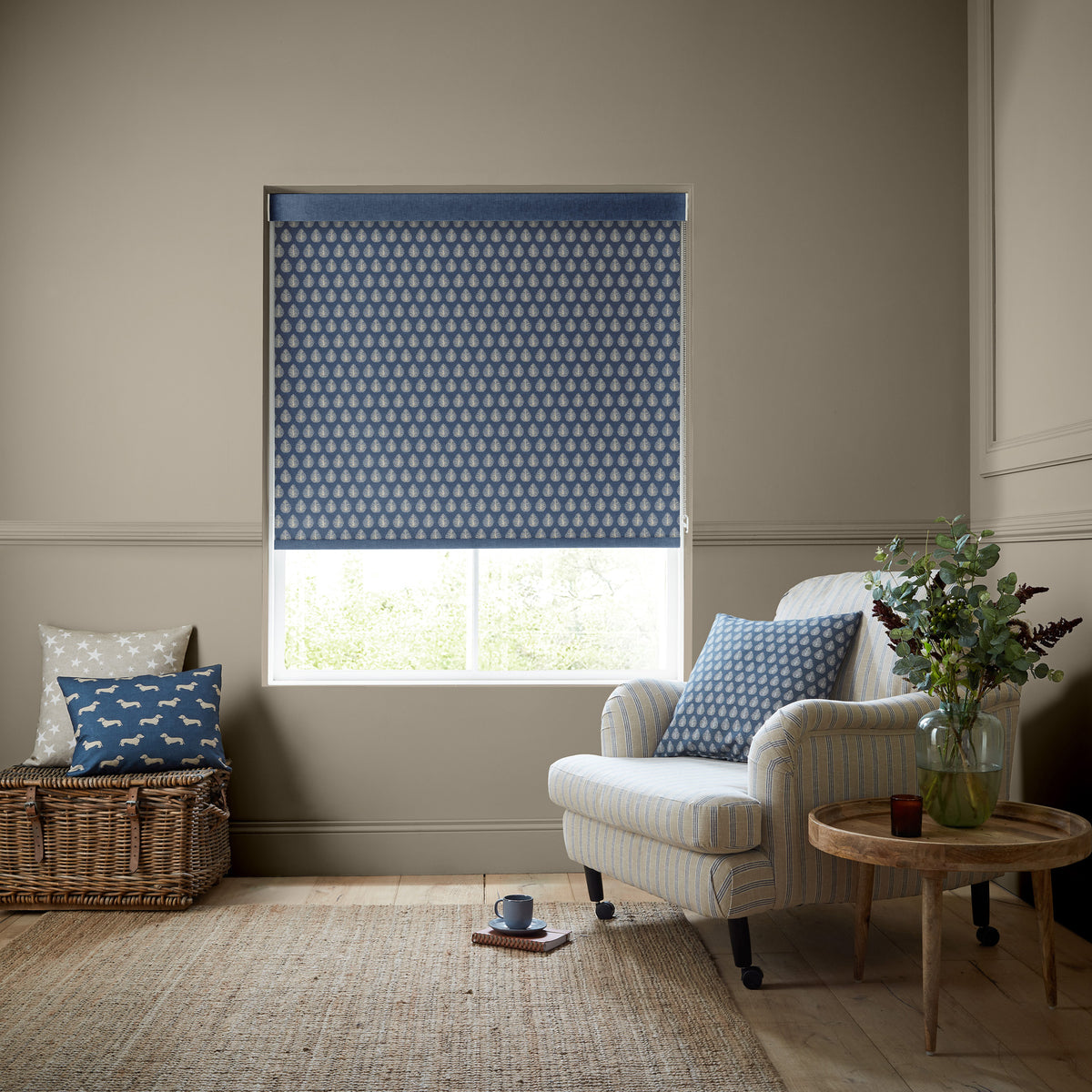 Emily Bond Jaipur Translucent Made to Measure Roller Blind Indigo
