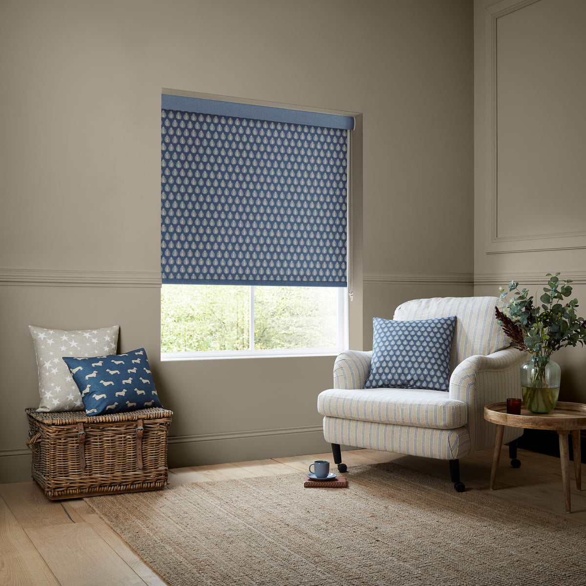 Emily Bond Jaipur Translucent Made to Measure Roller Blind Indigo