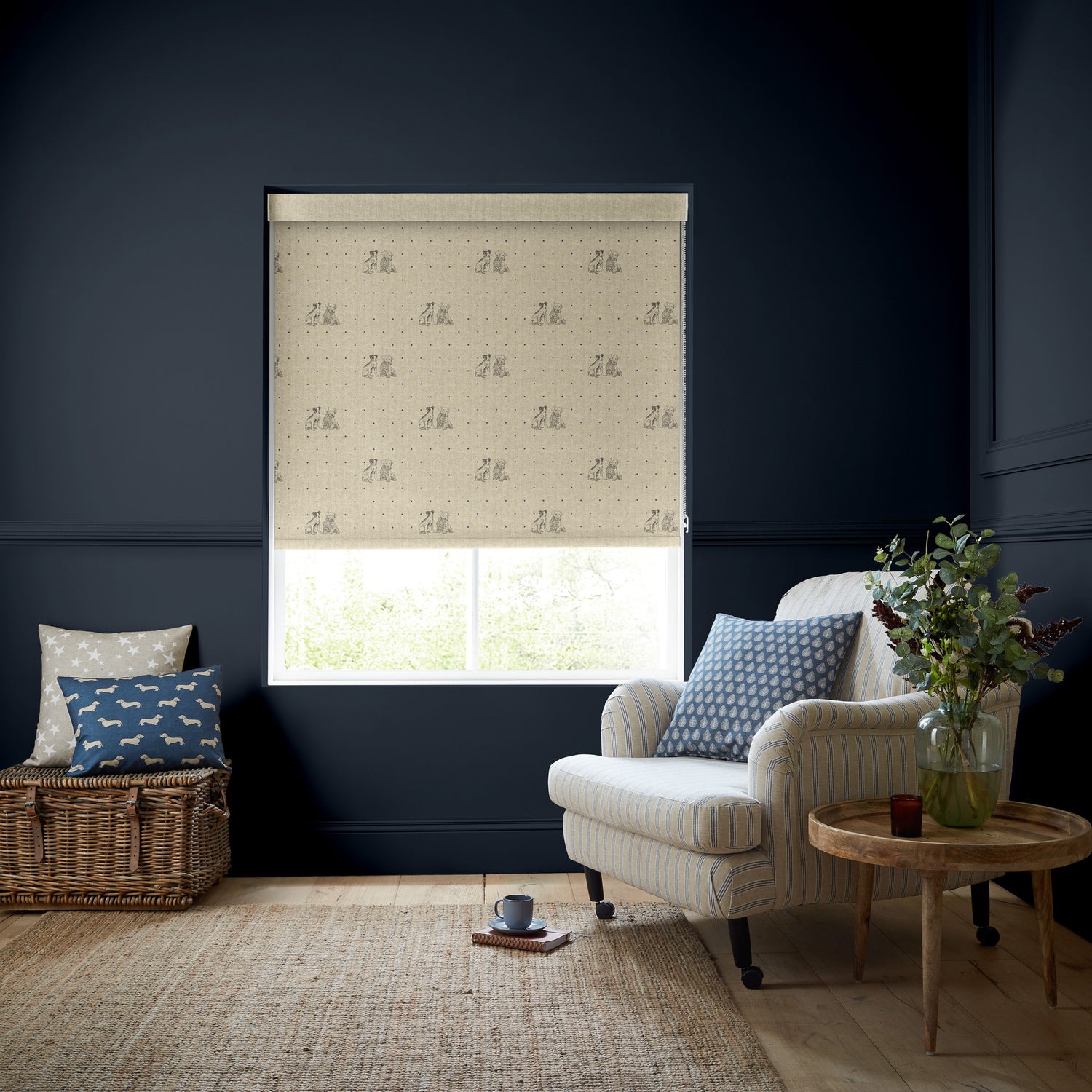 Emily Bond Millie Translucent Made to Measure Roller Blind Indigo