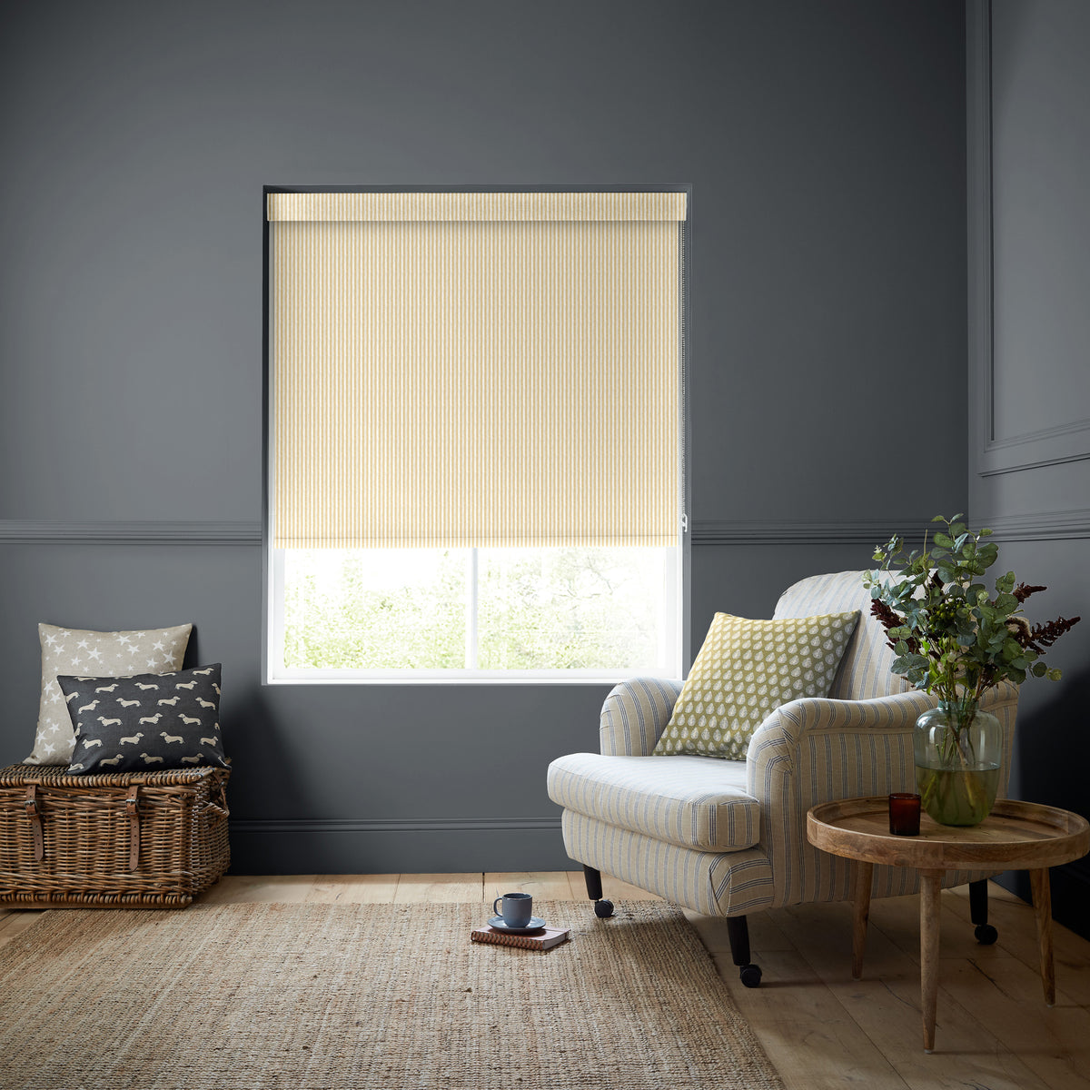 Emily Bond Oscar Stripe Made to Measure Blackout Roller Blind Gold