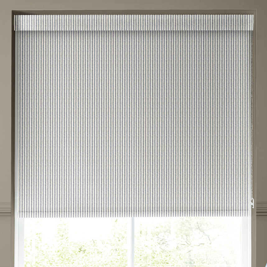 Emily Bond Oscar Stripe Made to Measure Blackout Roller Blind Indigo