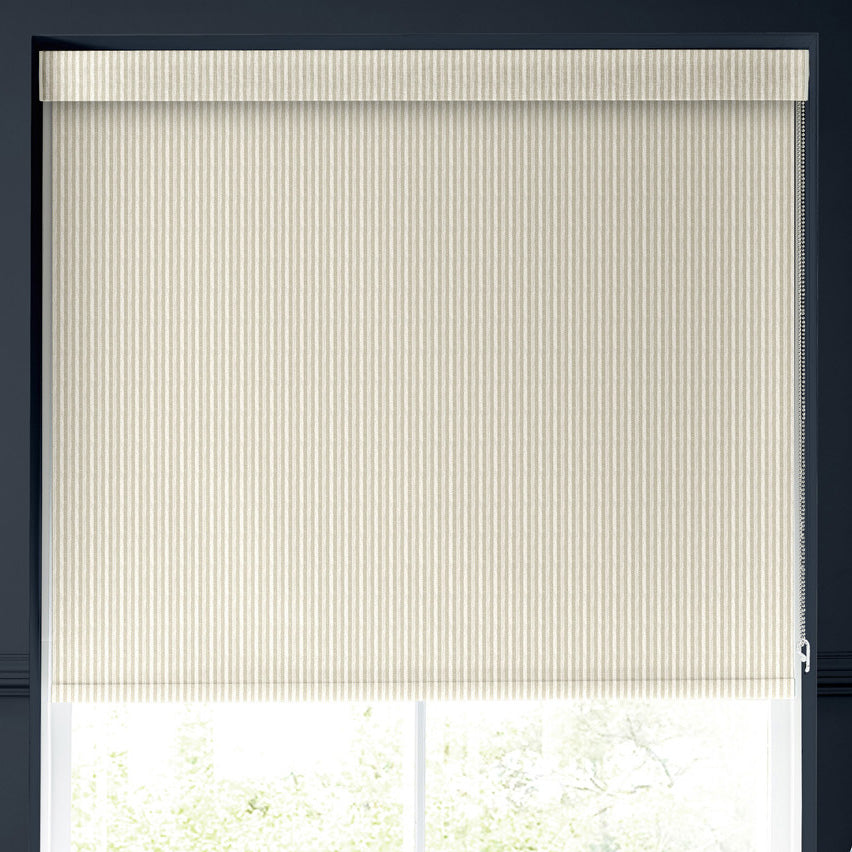 Emily Bond Oscar Stripe Made to Measure Blackout Roller Blind Linen