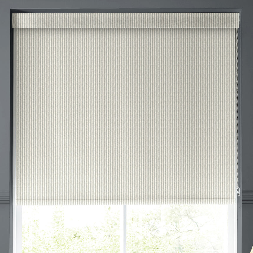 Emily Bond Oscar Stripe Made to Measure Blackout Roller Blind Pebble
