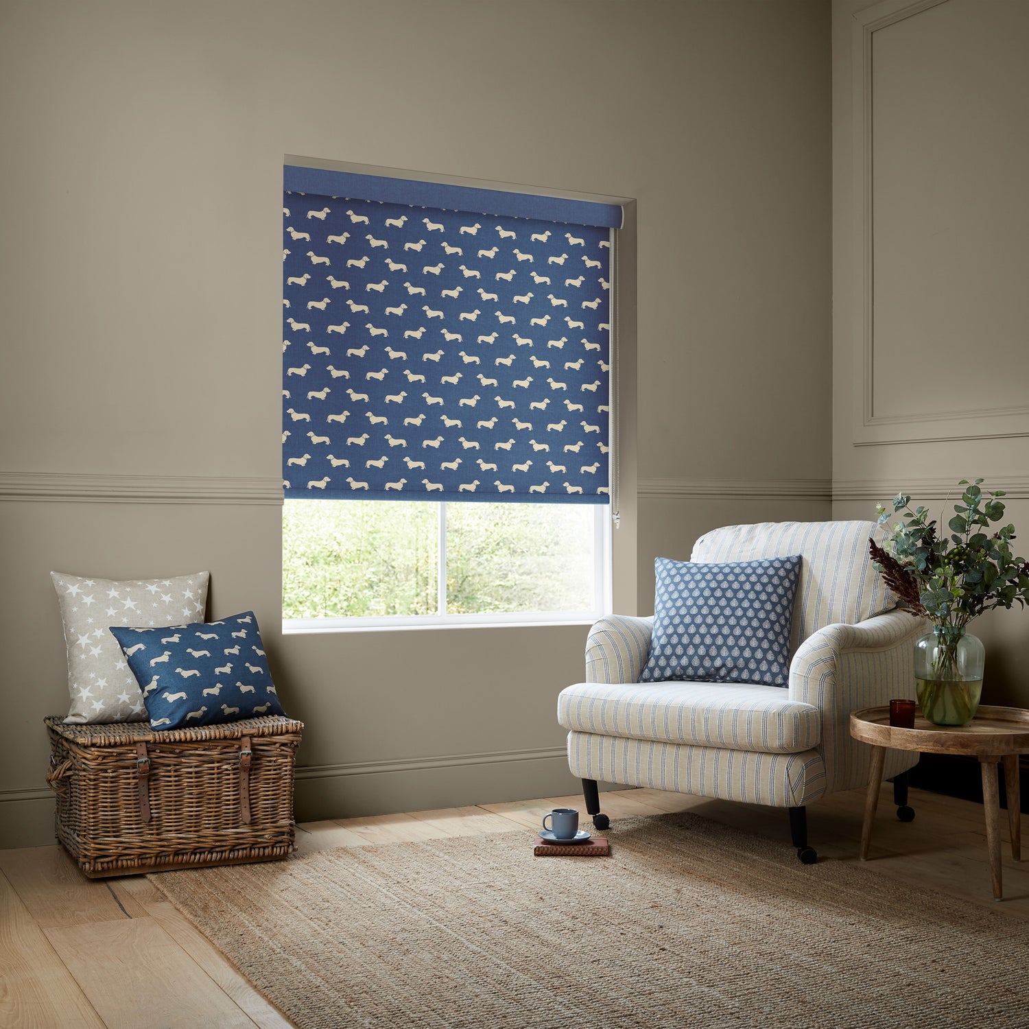 Emily Bond Peggy Translucent Made to Measure Roller Blind Indigo