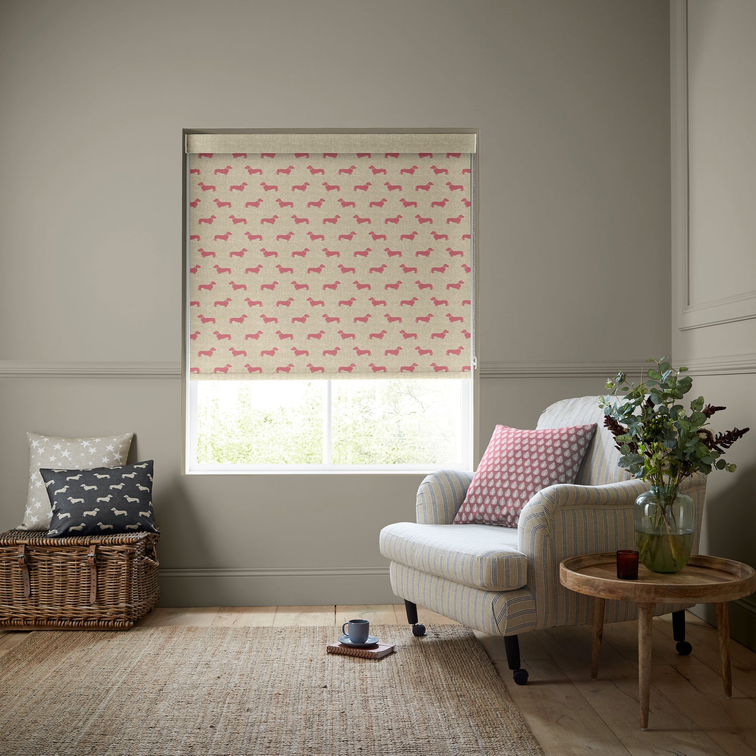 Emily Bond Peggy Translucent Made to Measure Roller Blind Raspberry