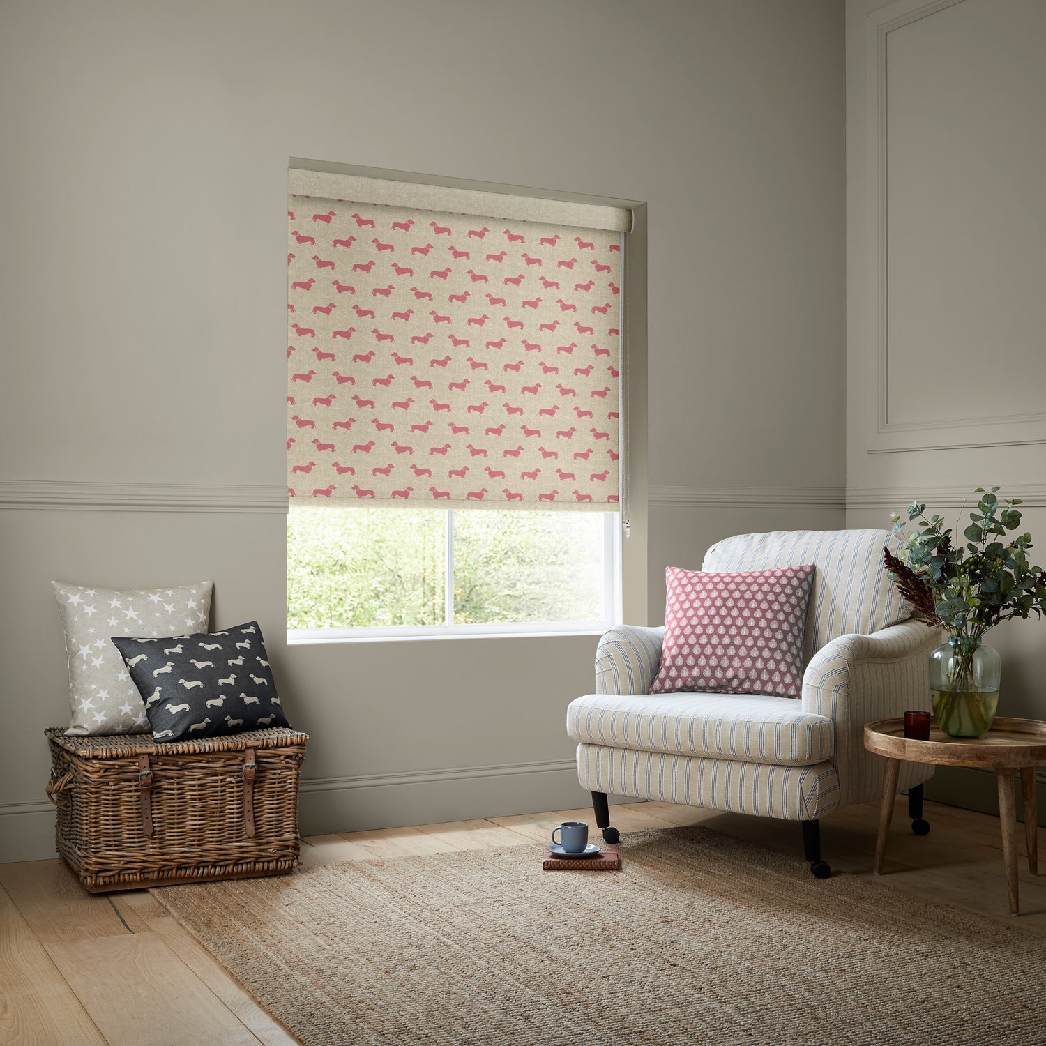 Emily Bond Peggy Translucent Made to Measure Roller Blind Raspberry