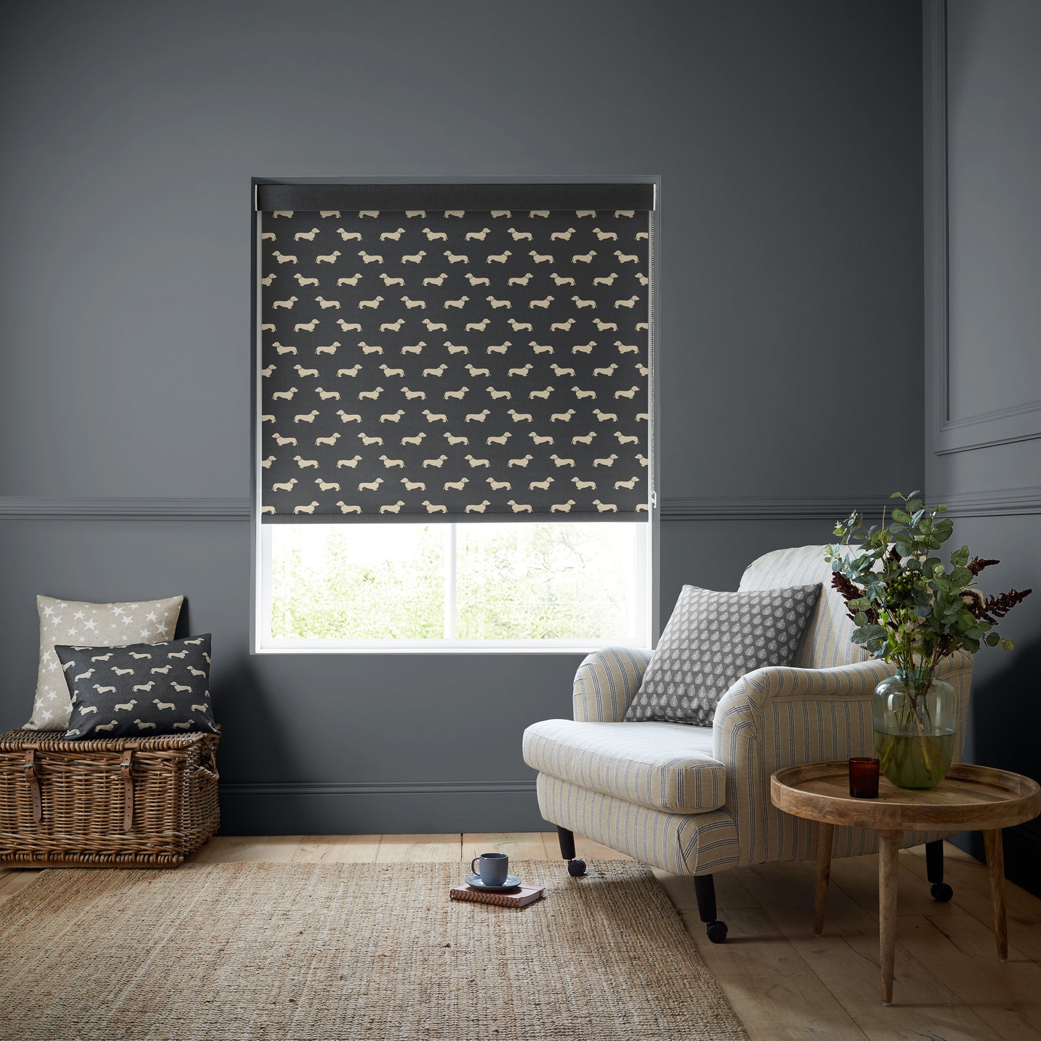 Emily Bond Peggy Translucent Made to Measure Roller Blind Smoke