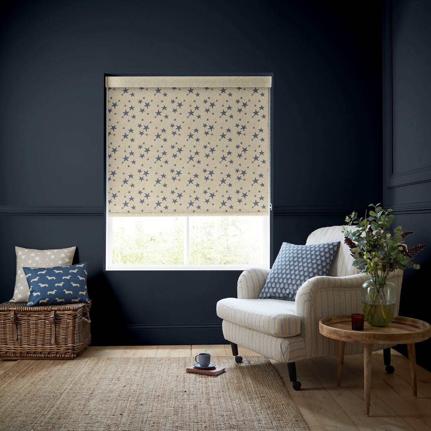 Emily Bond St Maws Translucent Made to Measure Roller Blind Indigo