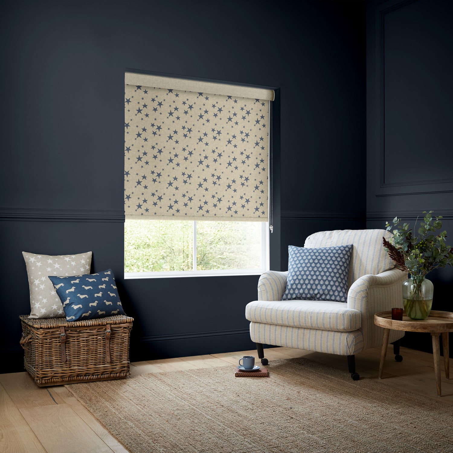 Emily Bond St Maws Translucent Made to Measure Roller Blind Indigo