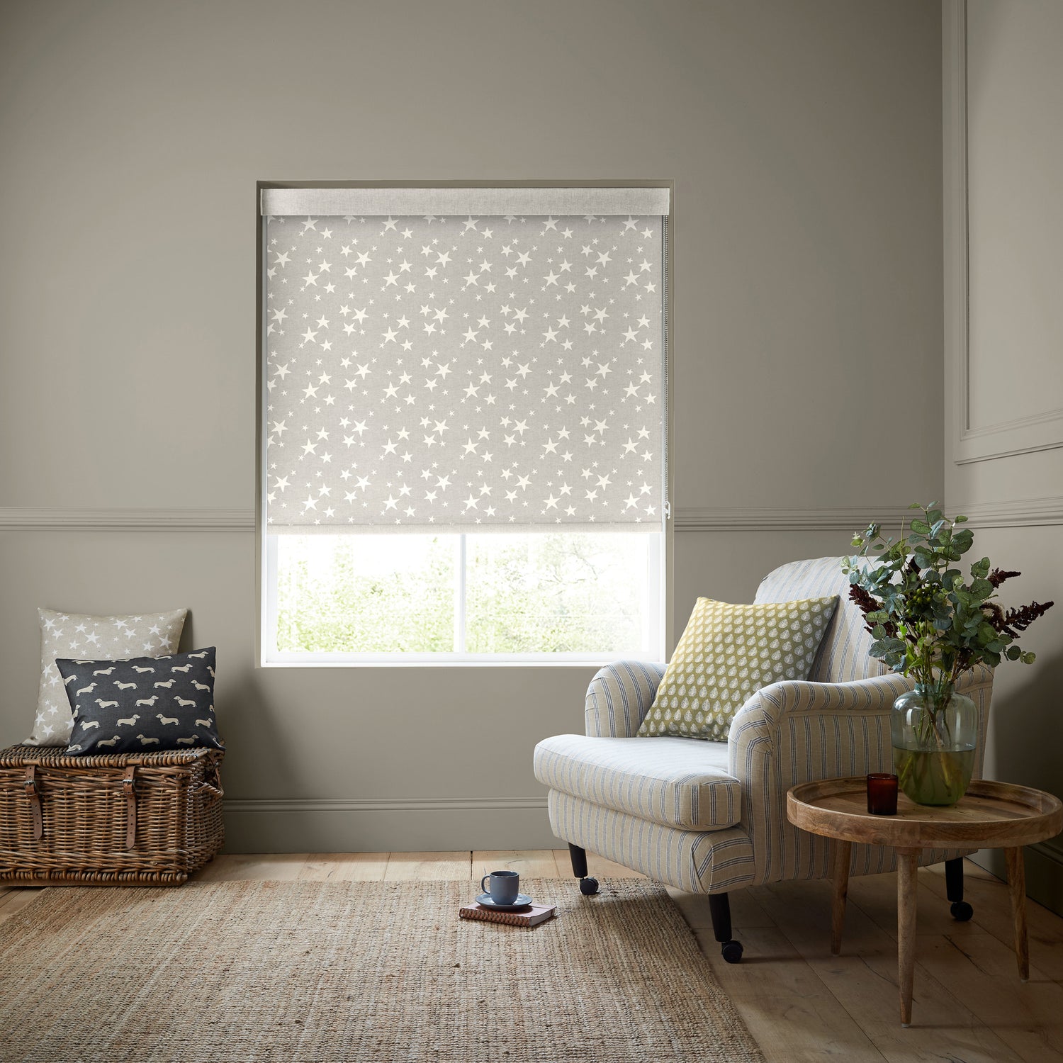 Emily Bond St Maws Made to Measure Blackout Roller Blind Pebble