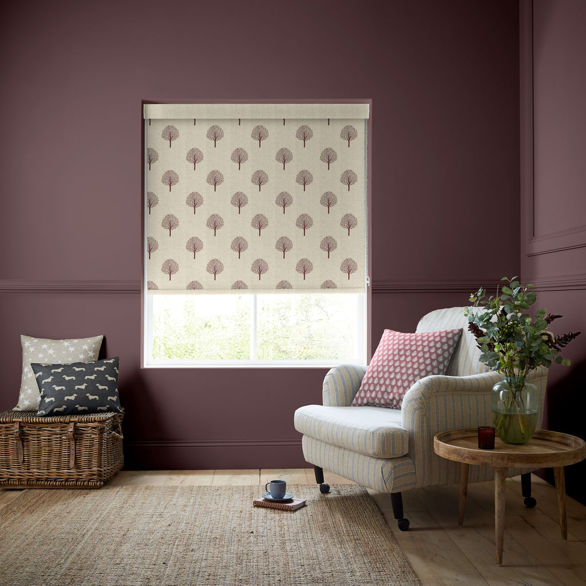 Emily Bond Yew Tree Translucent Made to Measure Roller Blind Mulberry