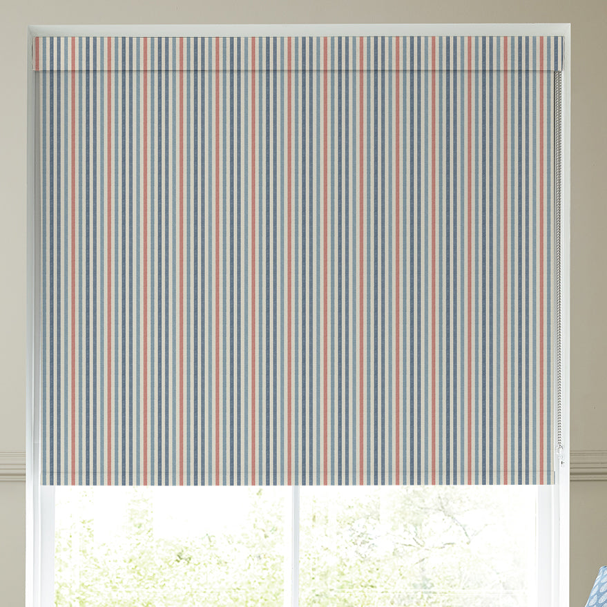 Emily Bond Cornish Stripe Blackout Made To Measure Roller Blind Blue Multi