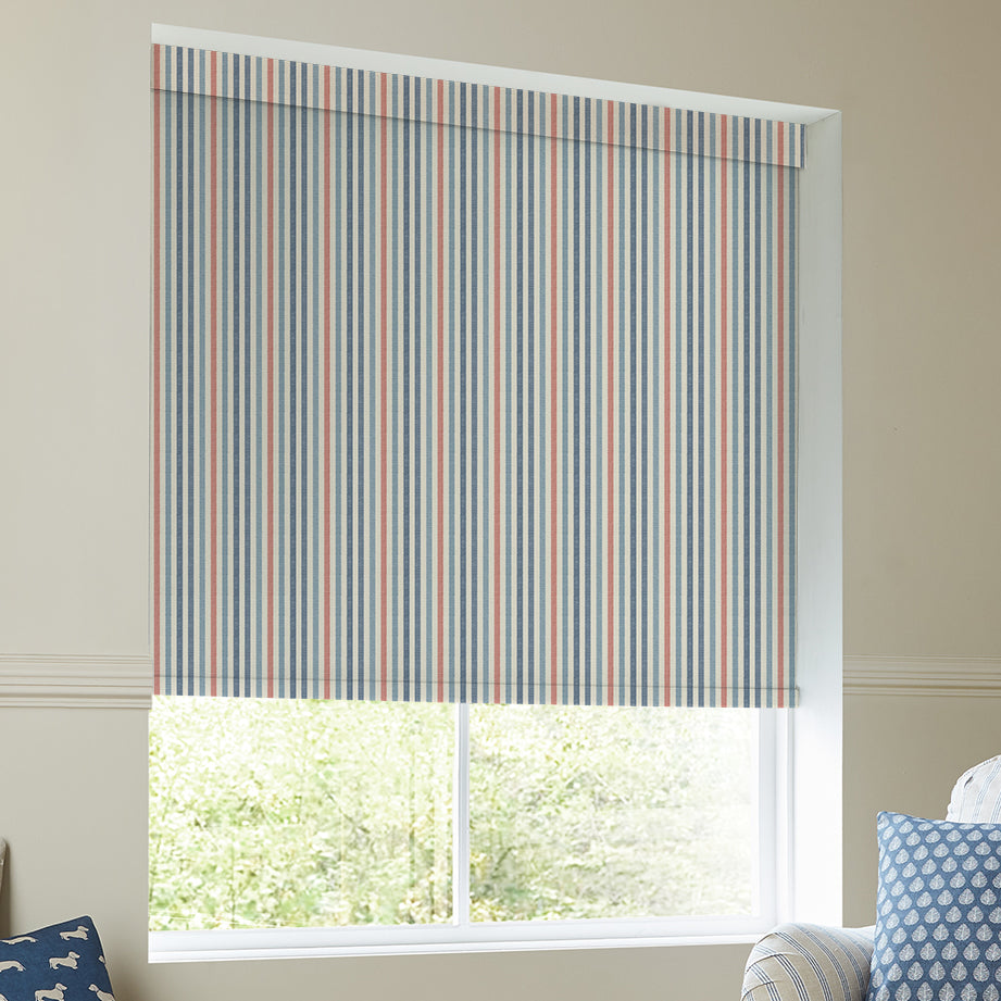 Emily Bond Cornish Stripe Translucent Made To Measure Roller Blind Blue Multi