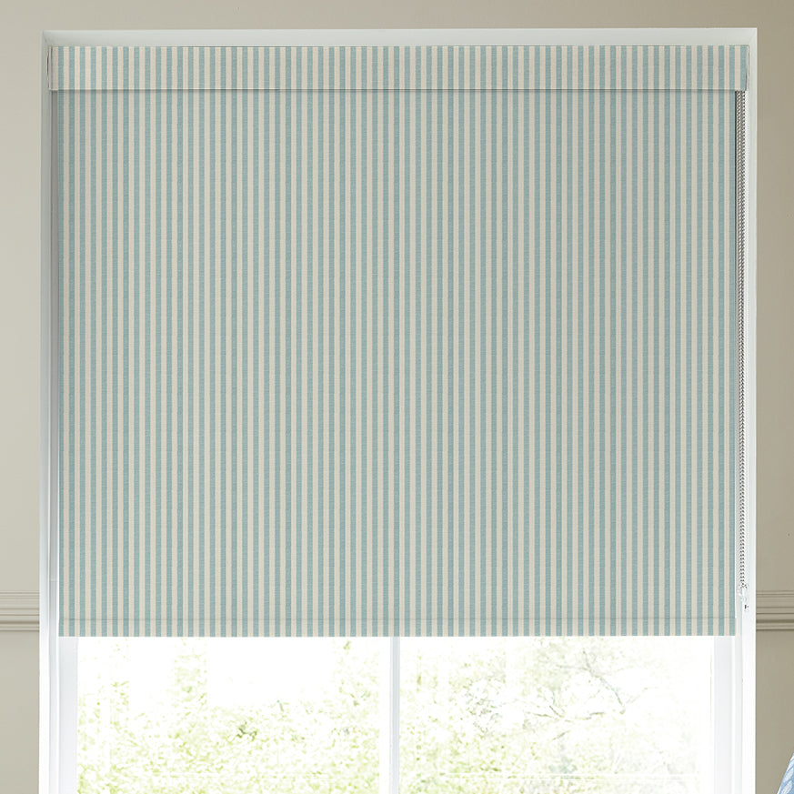 Emily Bond Cornish Stripe Blackout Made To Measure Roller Blind Duckegg