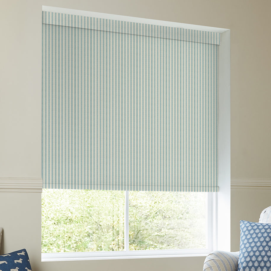 Emily Bond Cornish Stripe Translucent Made To Measure Roller Blind Duckegg