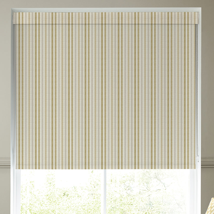 Emily Bond Cornish Stripe Blackout Made To Measure Roller Blind Gold Natural