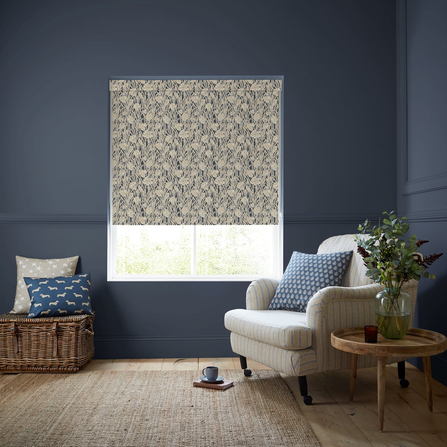 Emily Bond Crocus Translucent Made To Measure Roller Blind Indigo
