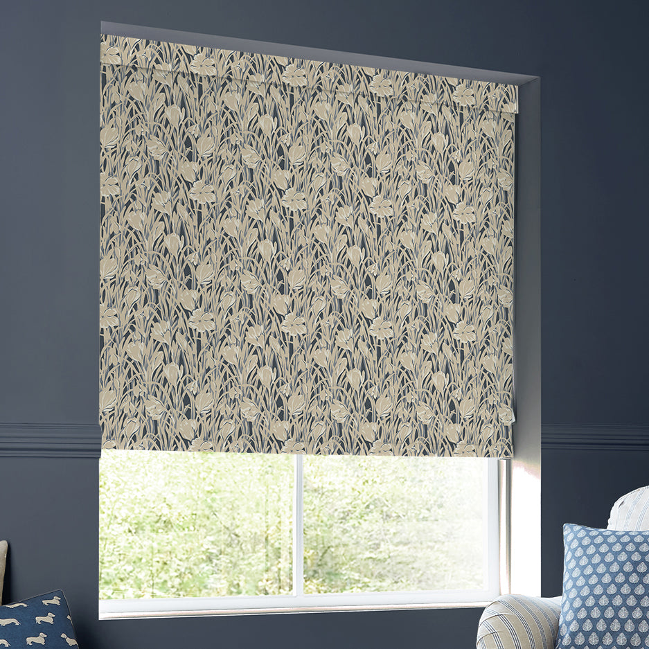 Emily Bond Crocus Translucent Made To Measure Roller Blind Indigo