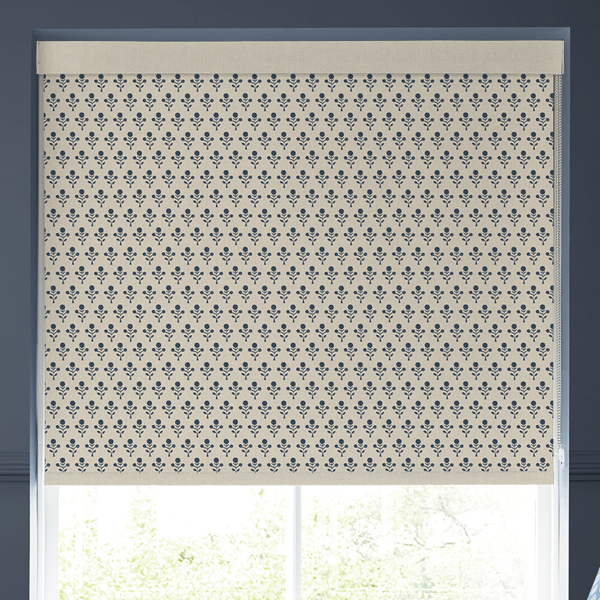 Emily Bond Hawthorn Blackout Made To Measure Roller Blind Indigo