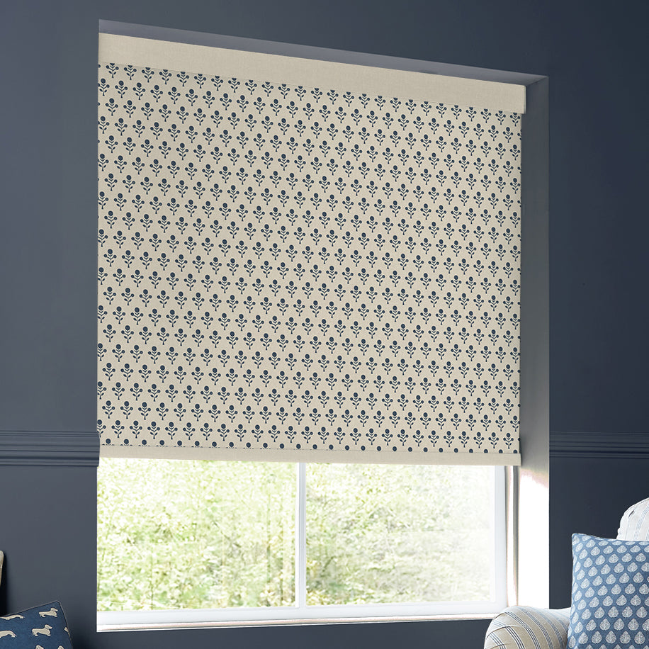 Emily Bond Hawthorn Translucent Made To Measure Roller Blind Indigo