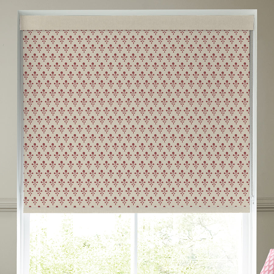 Emily Bond Hawthorn Blackout Made To Measure Roller Blind Swiss Red