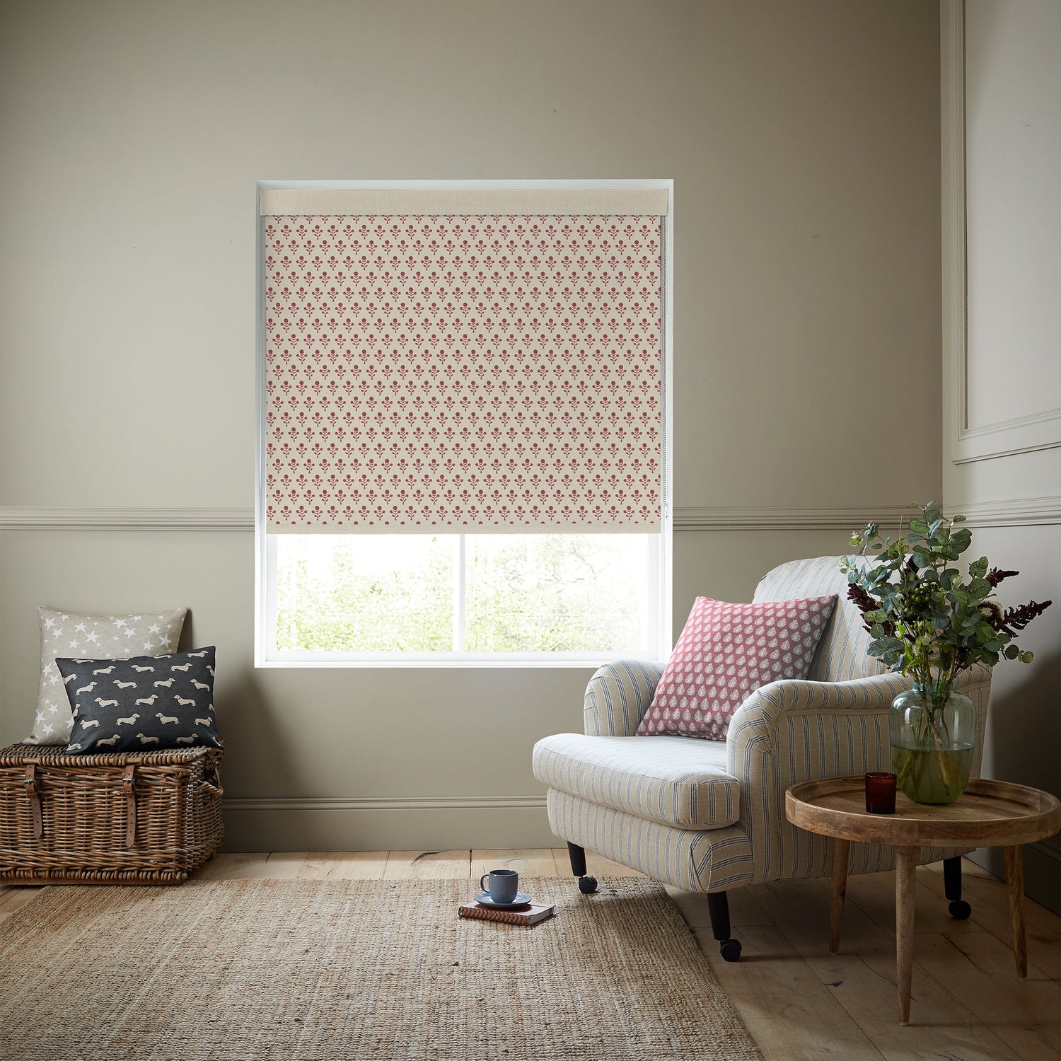 Emily Bond Hawthorn Translucent Made To Measure Roller Blind Swiss Red